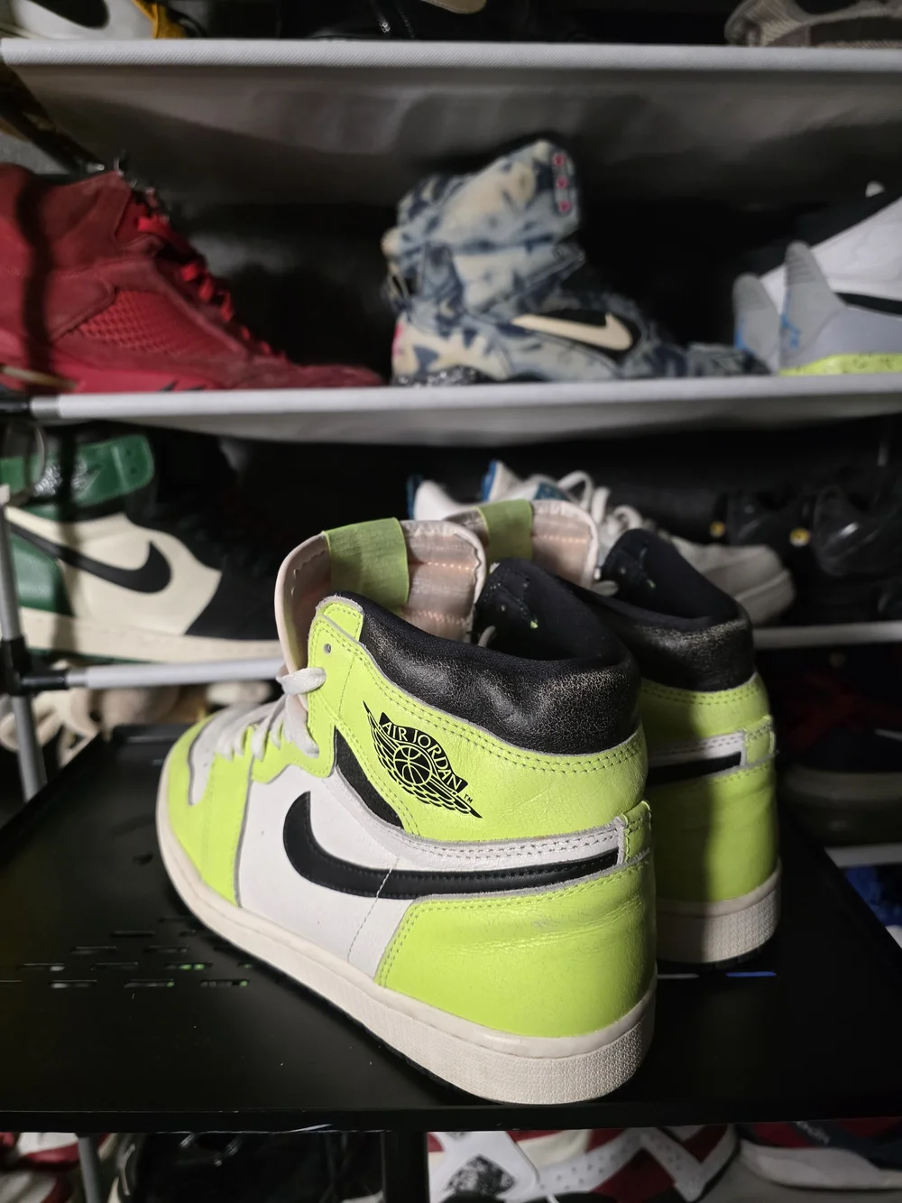 🔥 Nike Air Jordan 1 High Neon Green/Black/White Visionaire Men Size 10.5